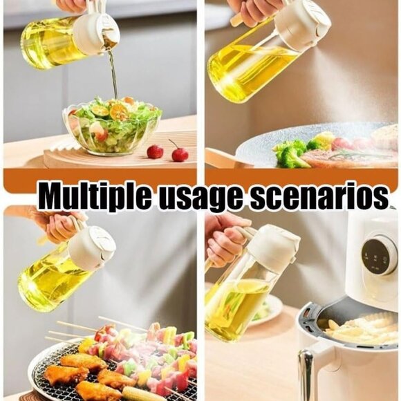 16oz Olive Oil Dispenser Bottle 2 in 1 Sprayer Pourer Glass for Kitchen Cooking - Picture 8 of 11